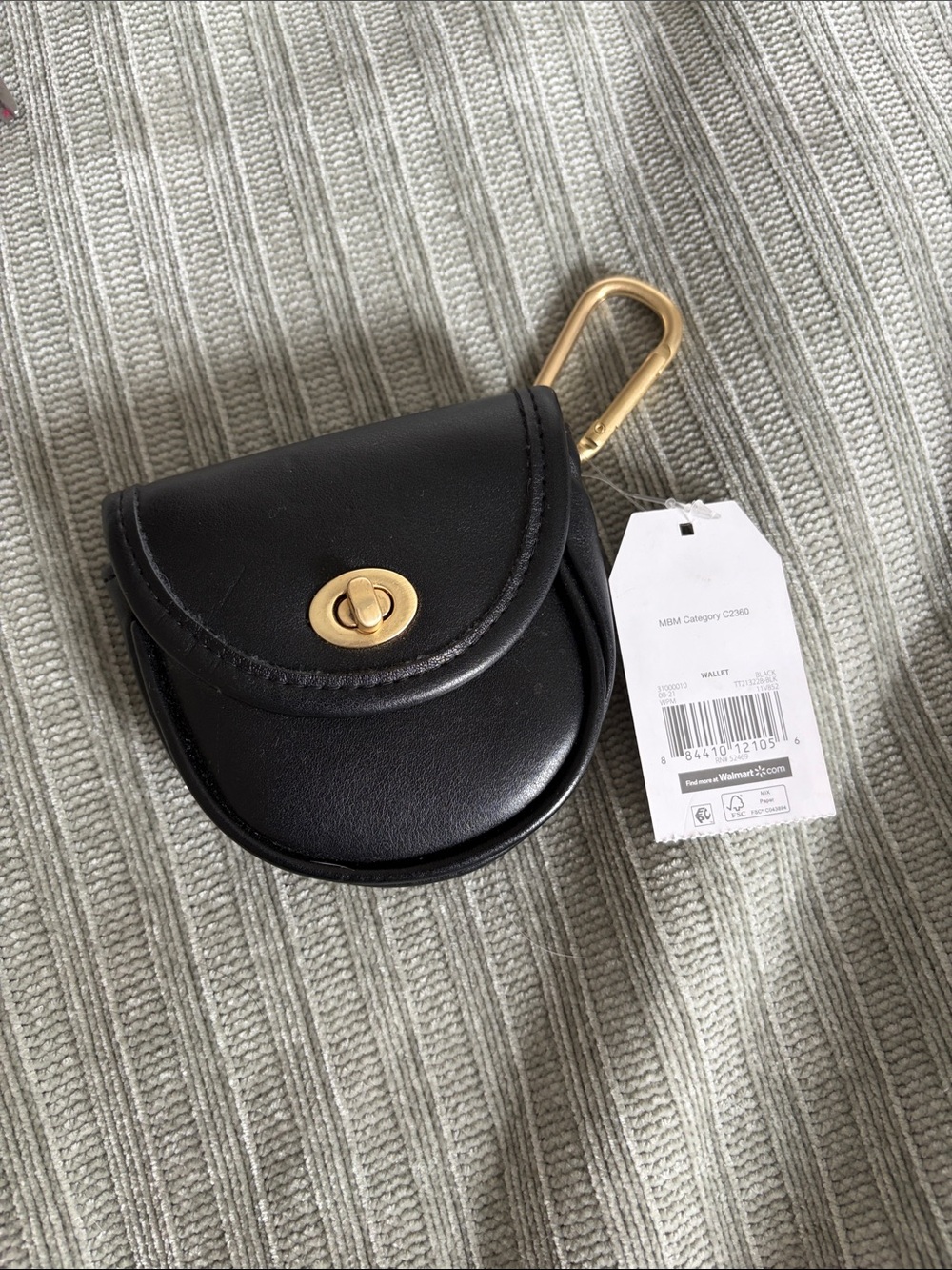Black Coin Pouch with Gold Hardware